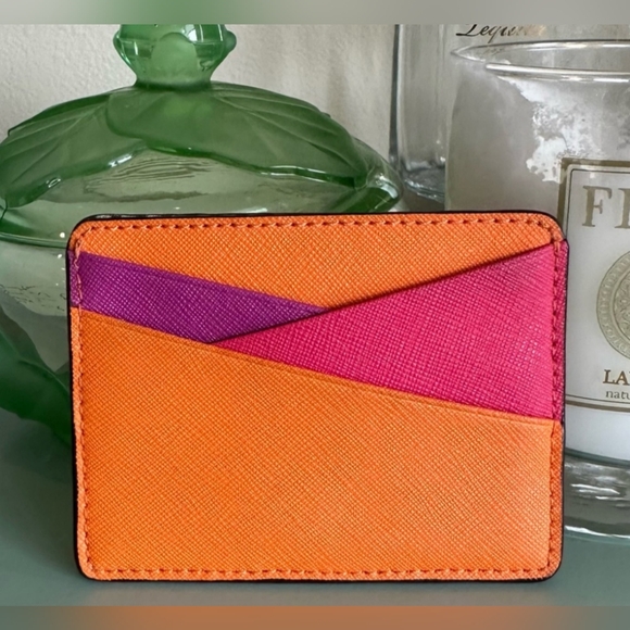 Henri Bendel EUC++ Orange Card Holder w/Centennial Stripe Interior (W167) main image 6